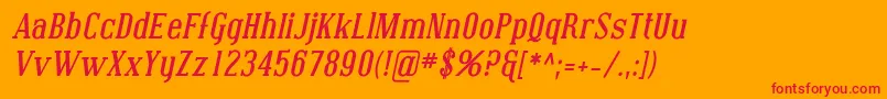 CovingtonBoldItalic Font – Red Fonts on Orange Background