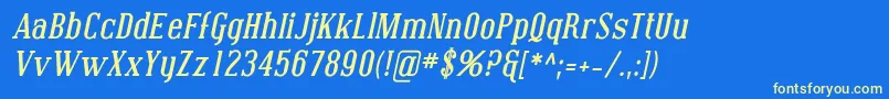CovingtonBoldItalic Font – Yellow Fonts on Blue Background