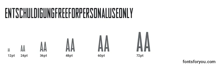 EntschuldigungFreeForPersonalUseOnly Font Sizes