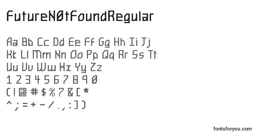 Police FutureN0tFoundRegular - Alphabet, Chiffres, Caractères Spéciaux