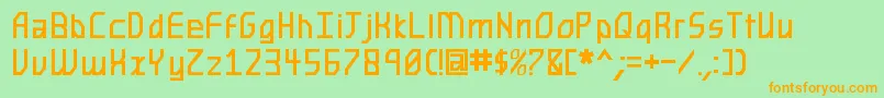 フォントFutureN0tFoundRegular – オレンジの文字が緑の背景にあります。