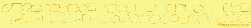 フォントPeaxwebdesigncircles – オレンジの文字が黄色の背景にあります。