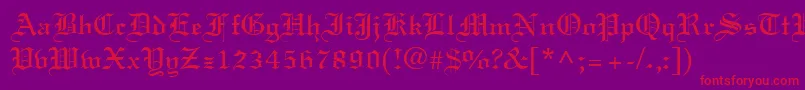 LisabelRegular-Schriftart – Rote Schriften auf violettem Hintergrund