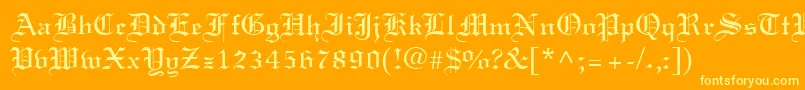 LisabelRegular-Schriftart – Gelbe Schriften auf orangefarbenem Hintergrund