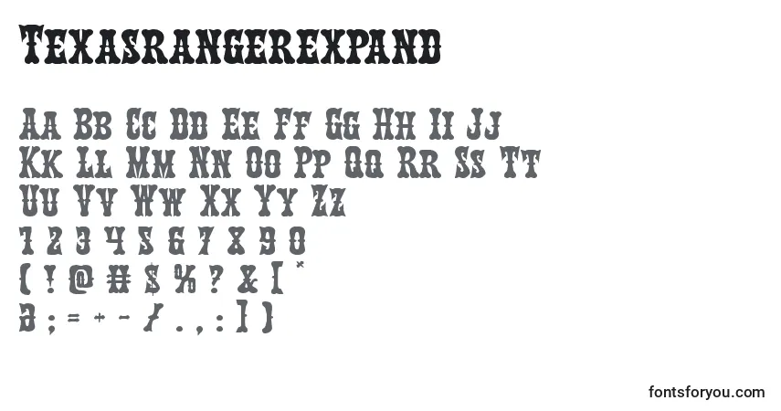 characters of texasrangerexpand font, letter of texasrangerexpand font, alphabet of  texasrangerexpand font