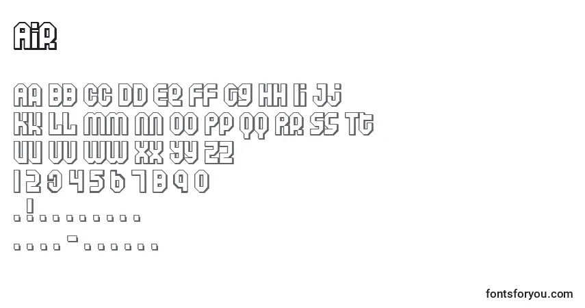 Schriftart Air – Alphabet, Zahlen, spezielle Symbole