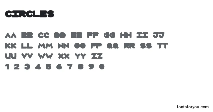 Circles-fontti – aakkoset, numerot, erikoismerkit
