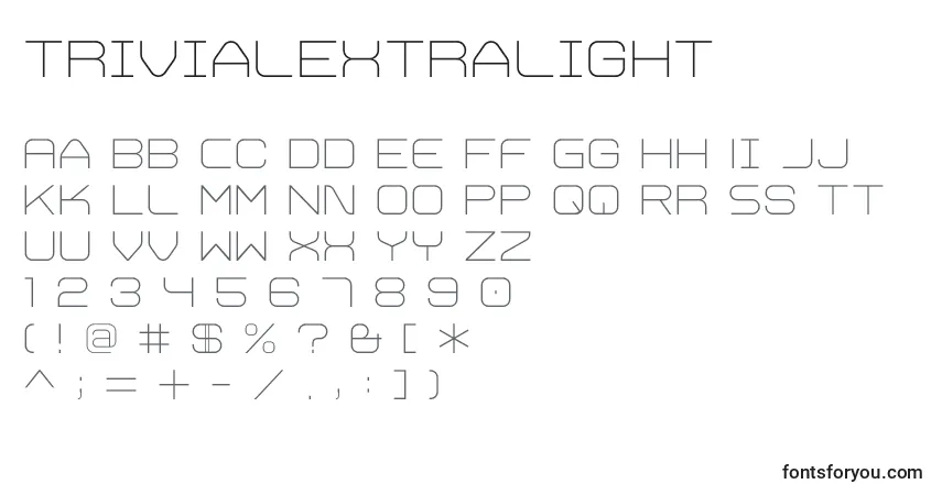 TrivialExtralight Font – alphabet, numbers, special characters