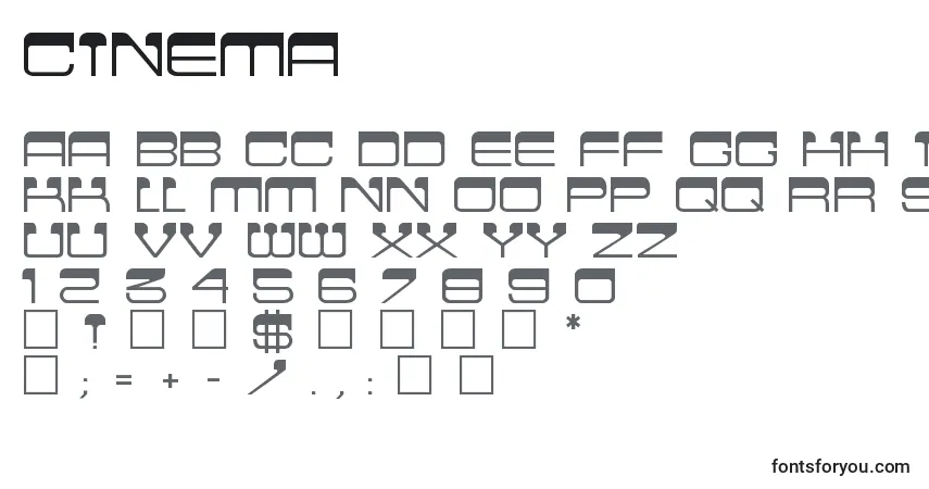 Czcionka Cinema – alfabet, cyfry, specjalne znaki
