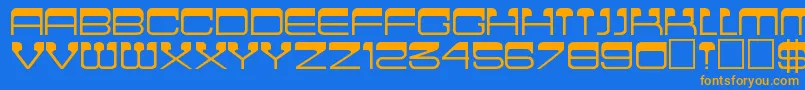 Cinema-Schriftart – Orangefarbene Schriften auf blauem Hintergrund