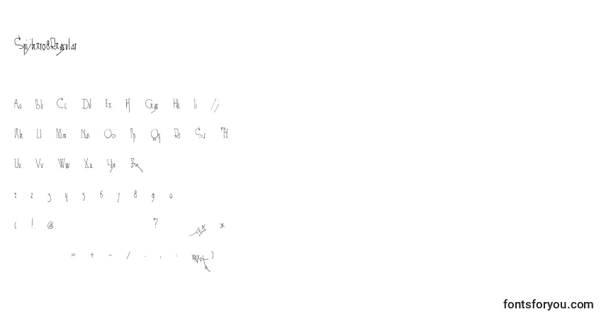 A fonte Spijker08Regular – alfabeto, números, caracteres especiais