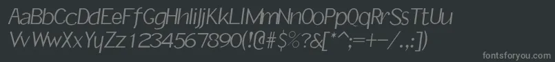 フォントRsslantinf – 黒い背景に灰色の文字