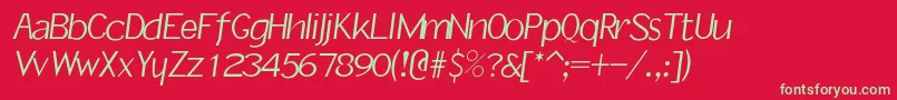 フォントRsslantinf – 赤い背景に緑の文字