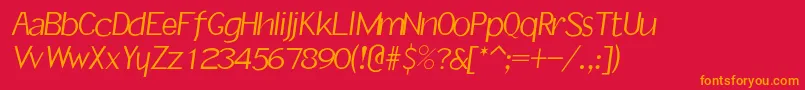 フォントRsslantinf – 赤い背景にオレンジの文字