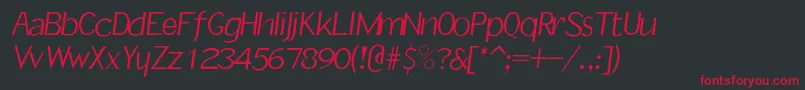 フォントRsslantinf – 黒い背景に赤い文字