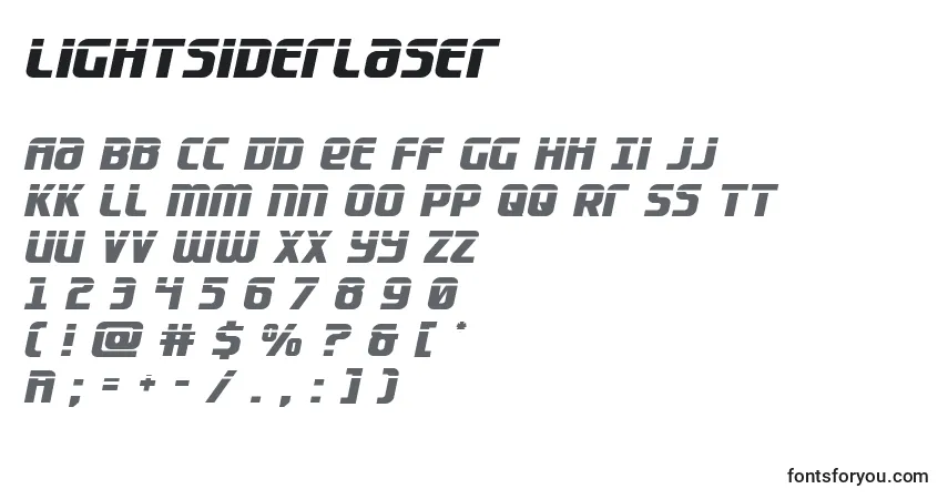 Czcionka Lightsiderlaser – alfabet, cyfry, specjalne znaki