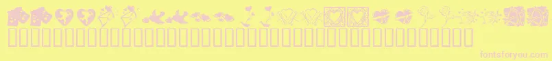 KrBeMineAlways-fontti – vaaleanpunaiset fontit keltaisella taustalla