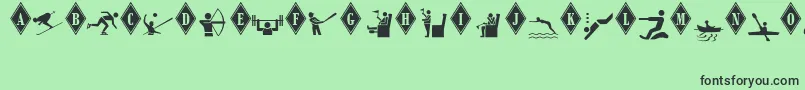 Fonte MonotypeSorts2 – fontes pretas em um fundo verde