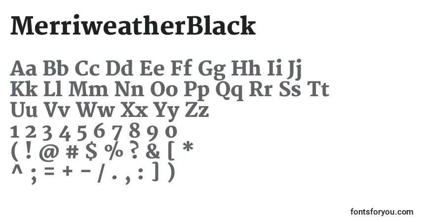 Шрифт MerriweatherBlack – алфавит, цифры, специальные символы