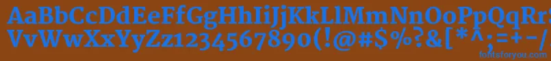 MerriweatherBlack-fontti – siniset fontit ruskealla taustalla