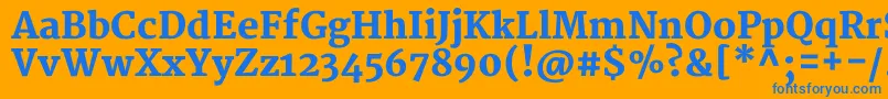 MerriweatherBlack-Schriftart – Blaue Schriften auf orangefarbenem Hintergrund