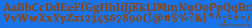 フォントMerriweatherBlack – 茶色の文字が青い背景にあります。