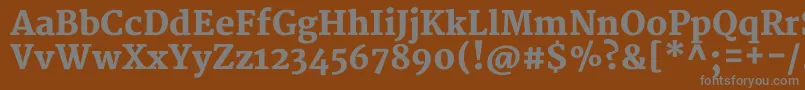 MerriweatherBlack-fontti – harmaat kirjasimet ruskealla taustalla