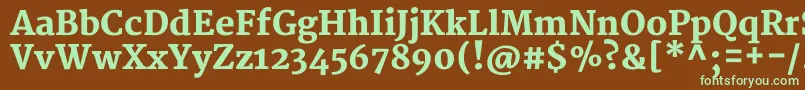MerriweatherBlack-fontti – vihreät fontit ruskealla taustalla