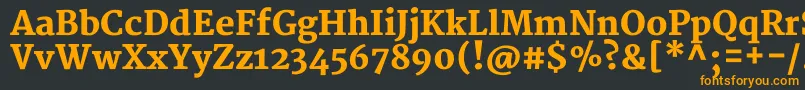 MerriweatherBlack-Schriftart – Orangefarbene Schriften auf schwarzem Hintergrund