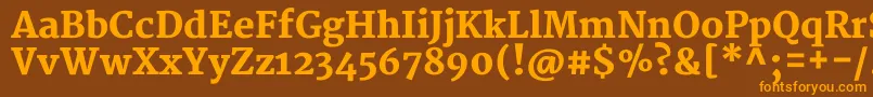 フォントMerriweatherBlack – オレンジ色の文字が茶色の背景にあります。