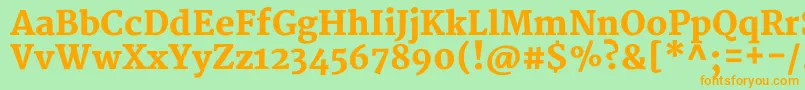 フォントMerriweatherBlack – オレンジの文字が緑の背景にあります。