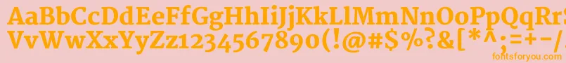 フォントMerriweatherBlack – オレンジの文字がピンクの背景にあります。
