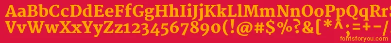 フォントMerriweatherBlack – 赤い背景にオレンジの文字