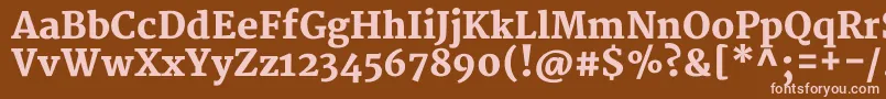 MerriweatherBlack-fontti – vaaleanpunaiset fontit ruskealla taustalla