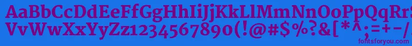 MerriweatherBlack-Schriftart – Violette Schriften auf blauem Hintergrund