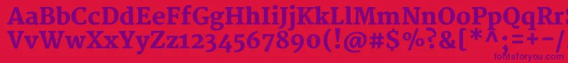 MerriweatherBlack-Schriftart – Violette Schriften auf rotem Hintergrund