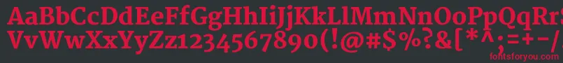 MerriweatherBlack-fontti – punaiset fontit mustalla taustalla