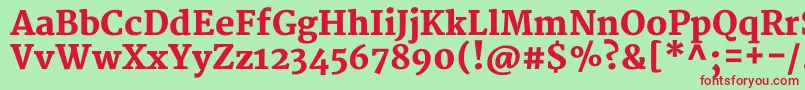 MerriweatherBlack-fontti – punaiset fontit vihreällä taustalla