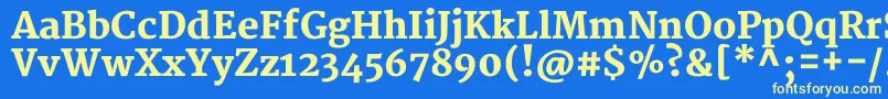 MerriweatherBlack-fontti – keltaiset fontit sinisellä taustalla