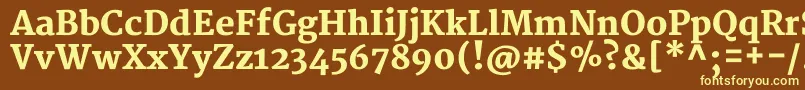 MerriweatherBlack-fontti – keltaiset fontit ruskealla taustalla
