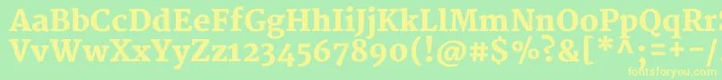 MerriweatherBlack-fontti – keltaiset fontit vihreällä taustalla