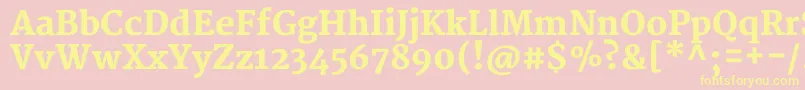 MerriweatherBlack-fontti – keltaiset fontit vaaleanpunaisella taustalla