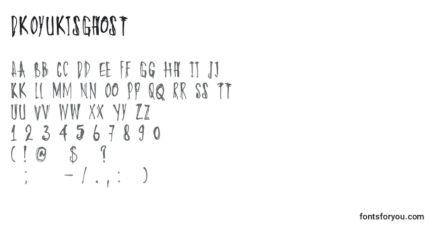 Schriftart DkOyukisGhost – Alphabet, Zahlen, spezielle Symbole