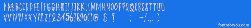 DkOyukisGhost Font – Pink Fonts on Blue Background