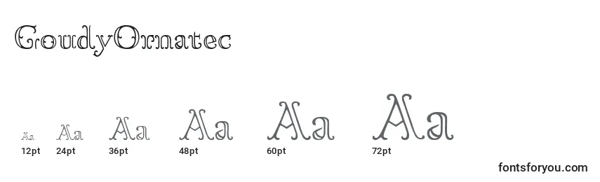 GoudyOrnatec Font Sizes