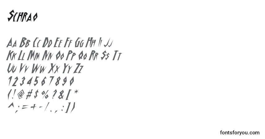 Шрифт Schrao – алфавит, цифры, специальные символы