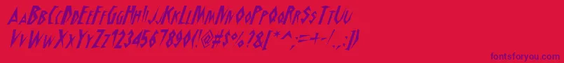 Schrao-Schriftart – Violette Schriften auf rotem Hintergrund