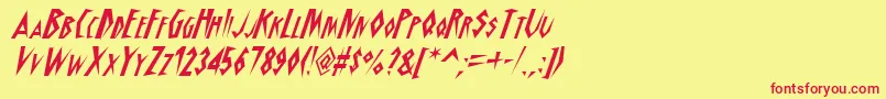 Schrao-Schriftart – Rote Schriften auf gelbem Hintergrund