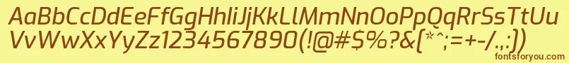 フォントExoMediumitalic – 茶色の文字が黄色の背景にあります。