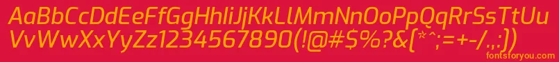 フォントExoMediumitalic – 赤い背景にオレンジの文字